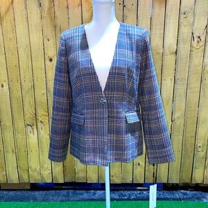 Calvin Klein woven plaid print blazer